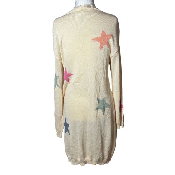 Ivory Star Pattern Knit Cardigan | Soft Cozy Aesthetic Layering Piece | Small - Picture 4 of 8